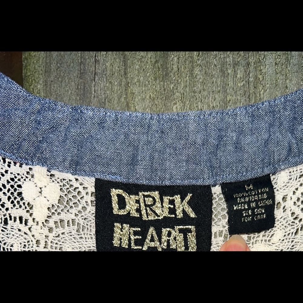 Derek Heart denim and crochet lace babydoll dress - Picture 3 of 5